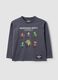 Grey pure cotton crew-neck Mario Kart print T-shirt_0