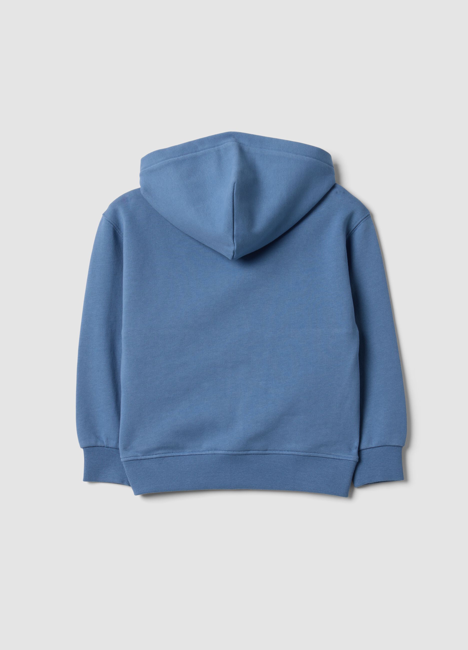 Blue organic cotton hooded sweatshirt with oversized fit for boys