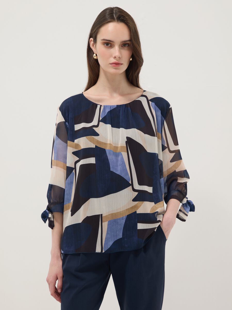 Multicolour geometric print regular-fit blouse_0