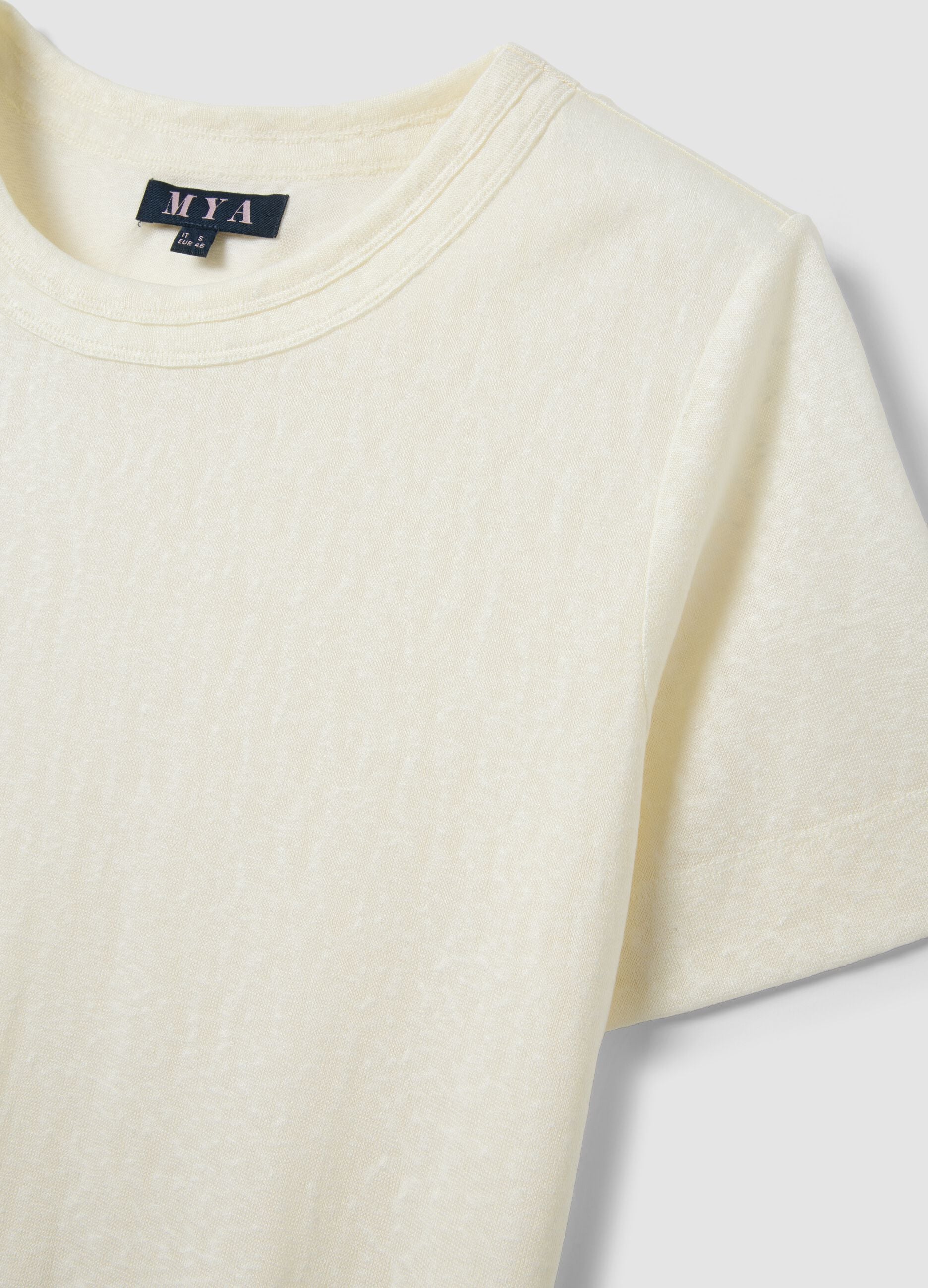 White viscose-blend regular-fit short-sleeve T-shirt