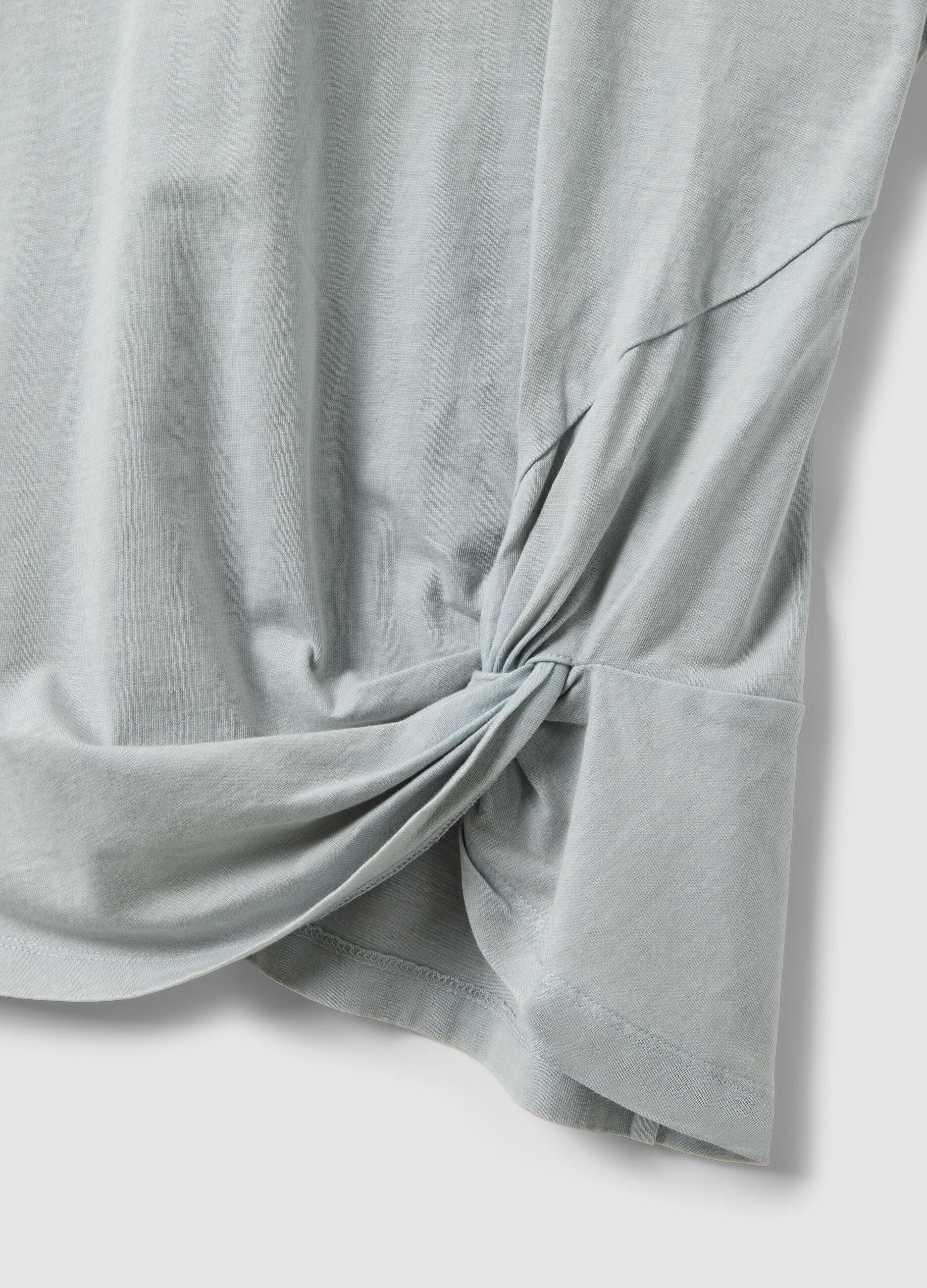 Grey pure cotton T-shirt with regular fit and knot detail