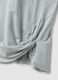 Grey pure cotton T-shirt with regular fit and knot detail_5