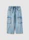 Blue pure cotton regular fit cargo pocket trousers for boys_0
