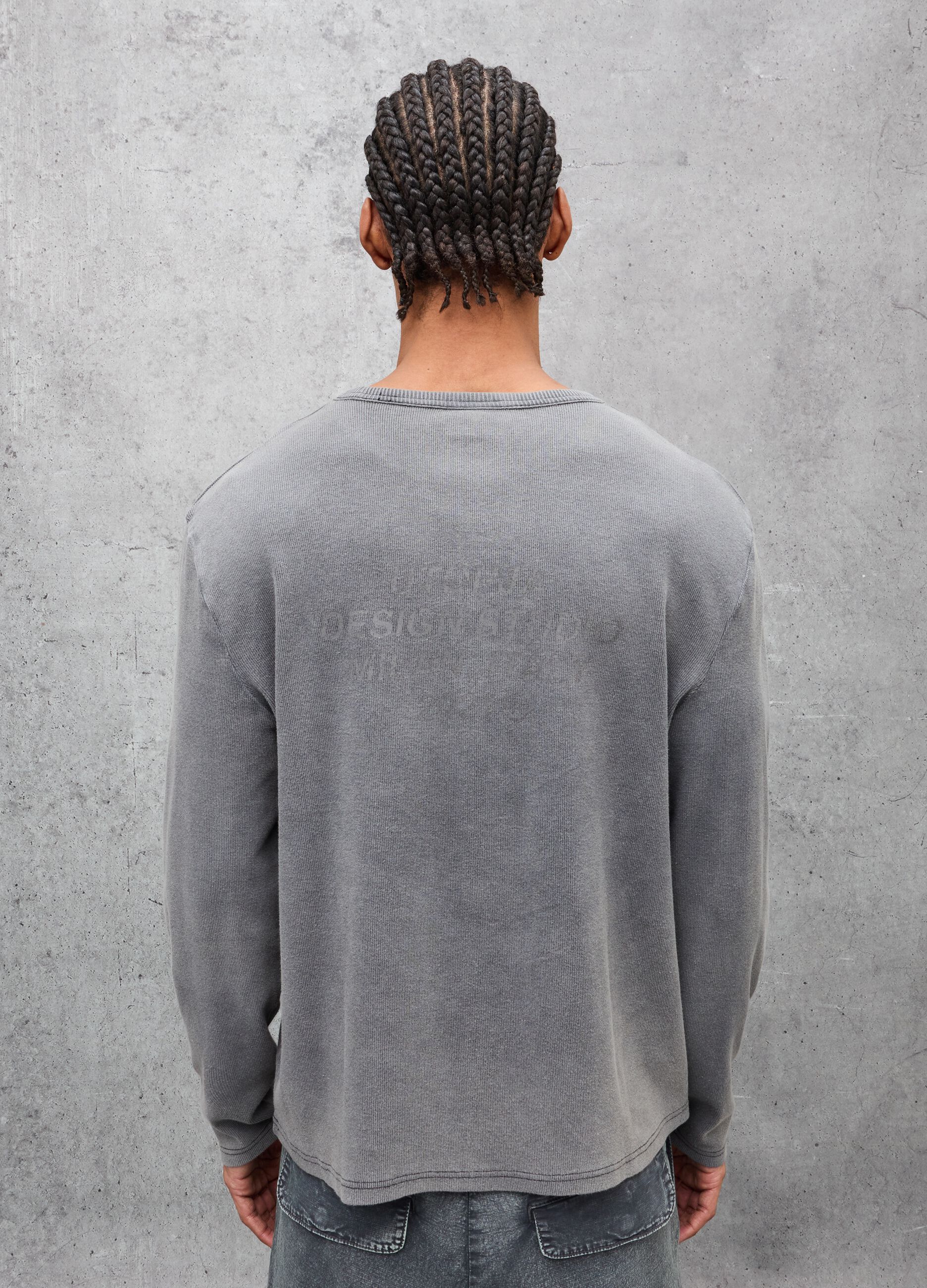 Ribbed Longsleeve T-shirt Washed Grey