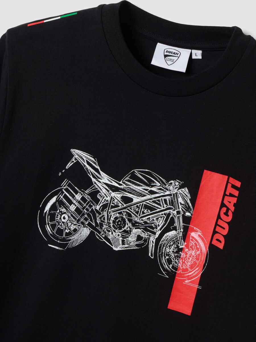 Black pure cotton Ducati print T-shirt, regular fit_1