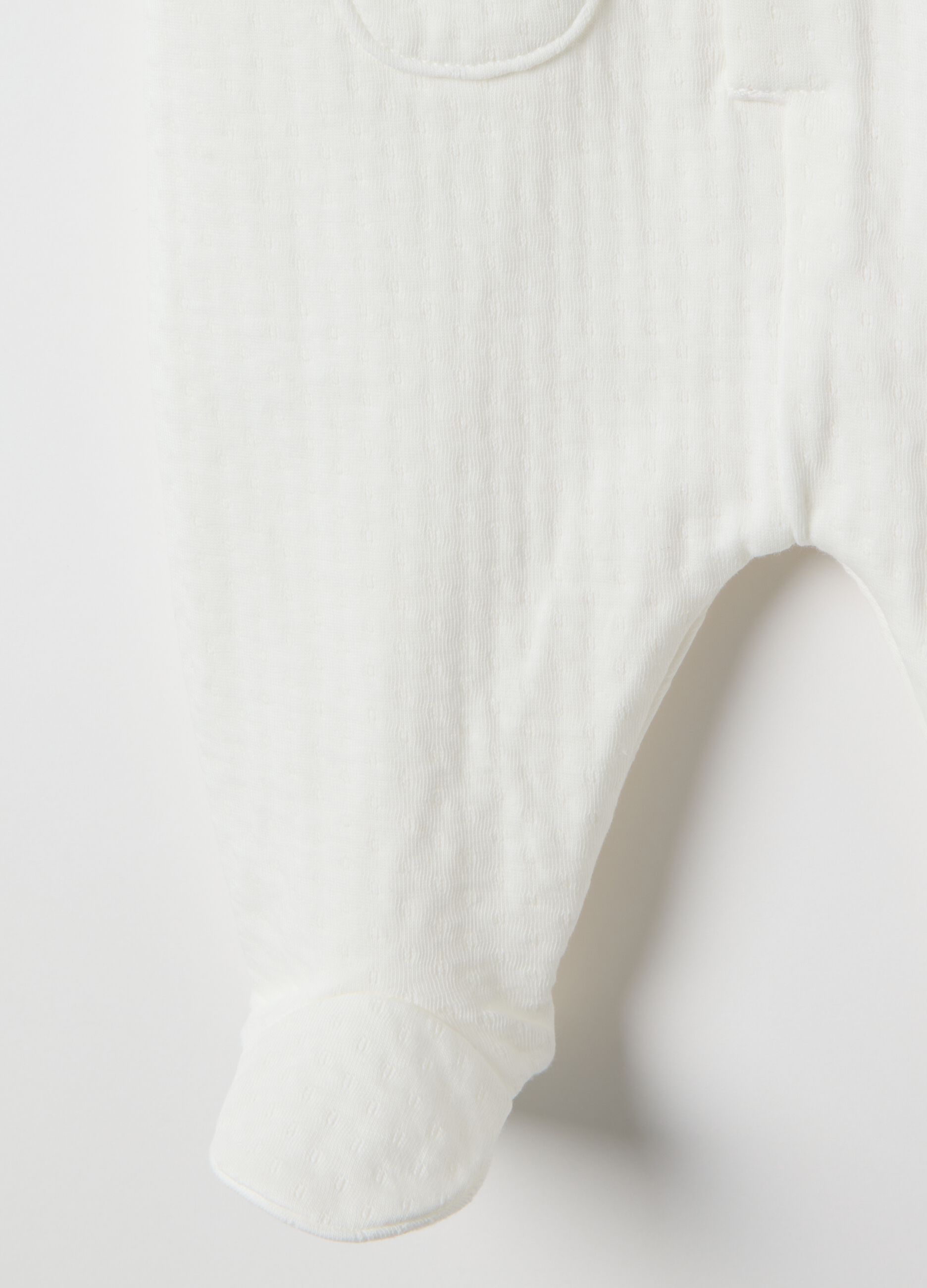 Baby white pure cotton sleepsuit with integrated feet