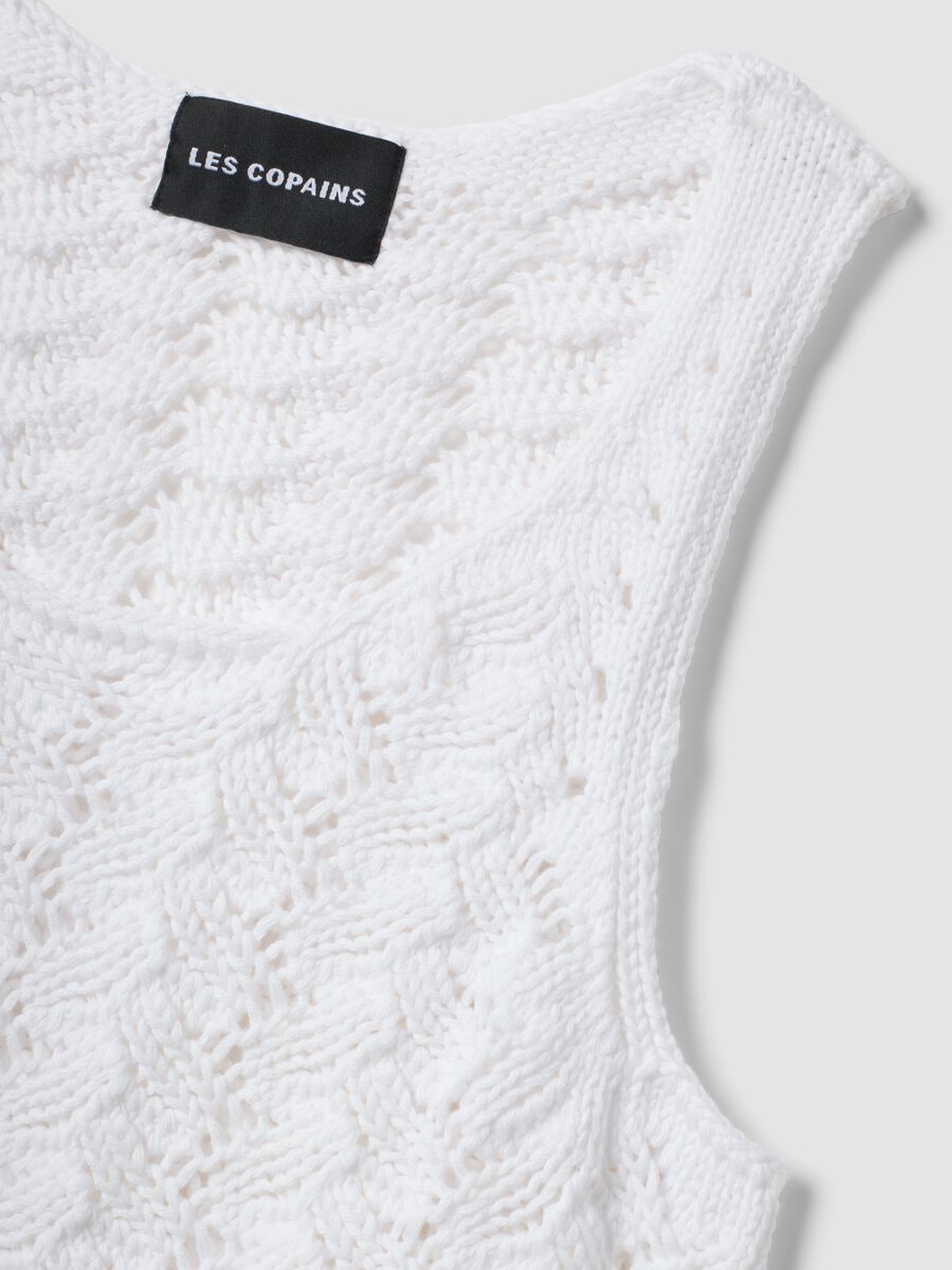 White pure cotton crochet tank top_5