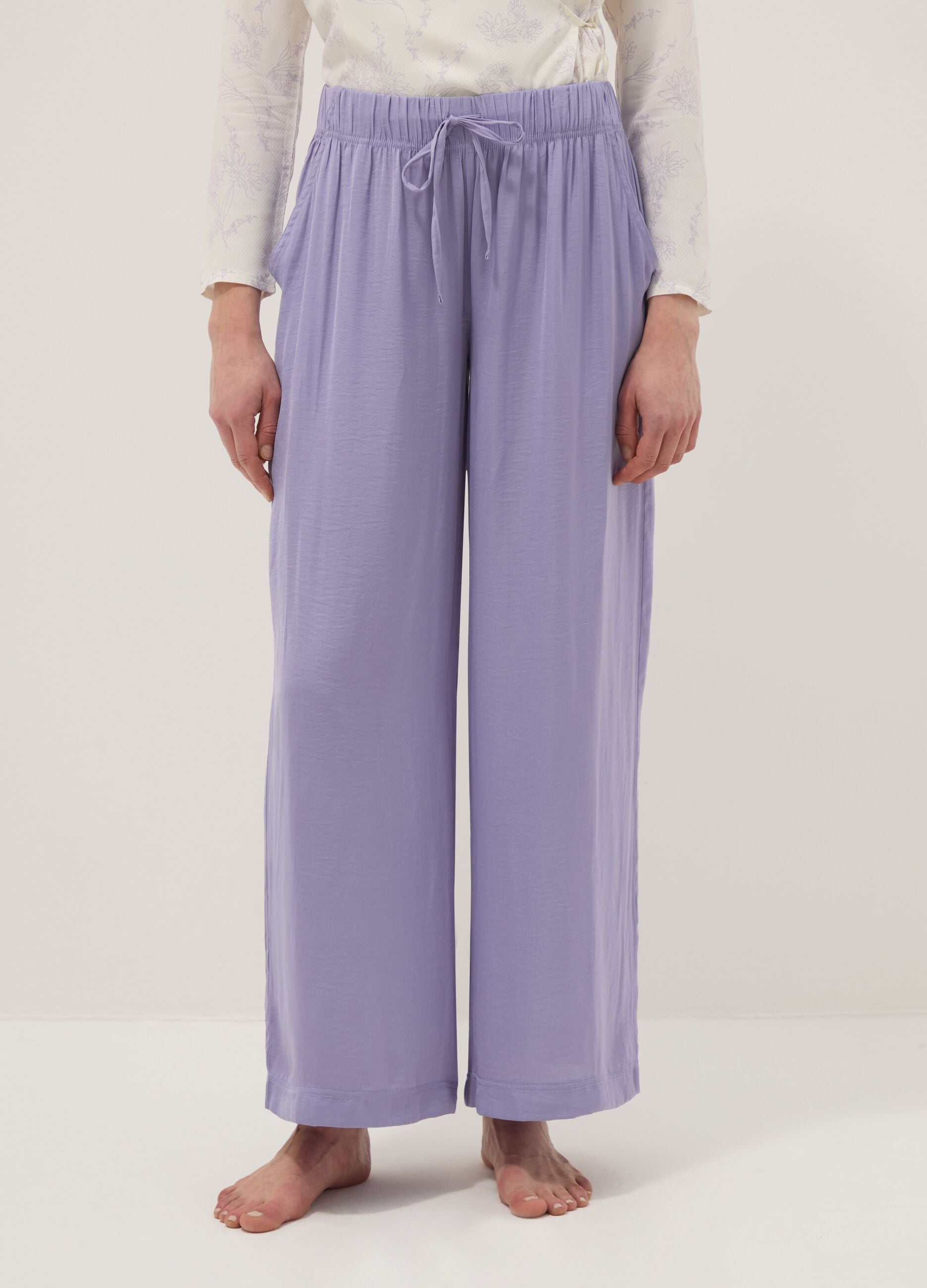 Regular fit purple pure cotton trousers