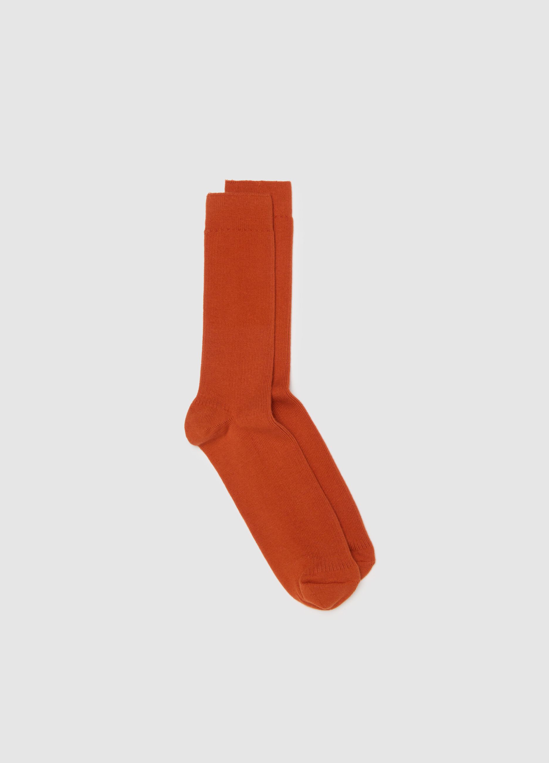Orange midi socks in cotton blend