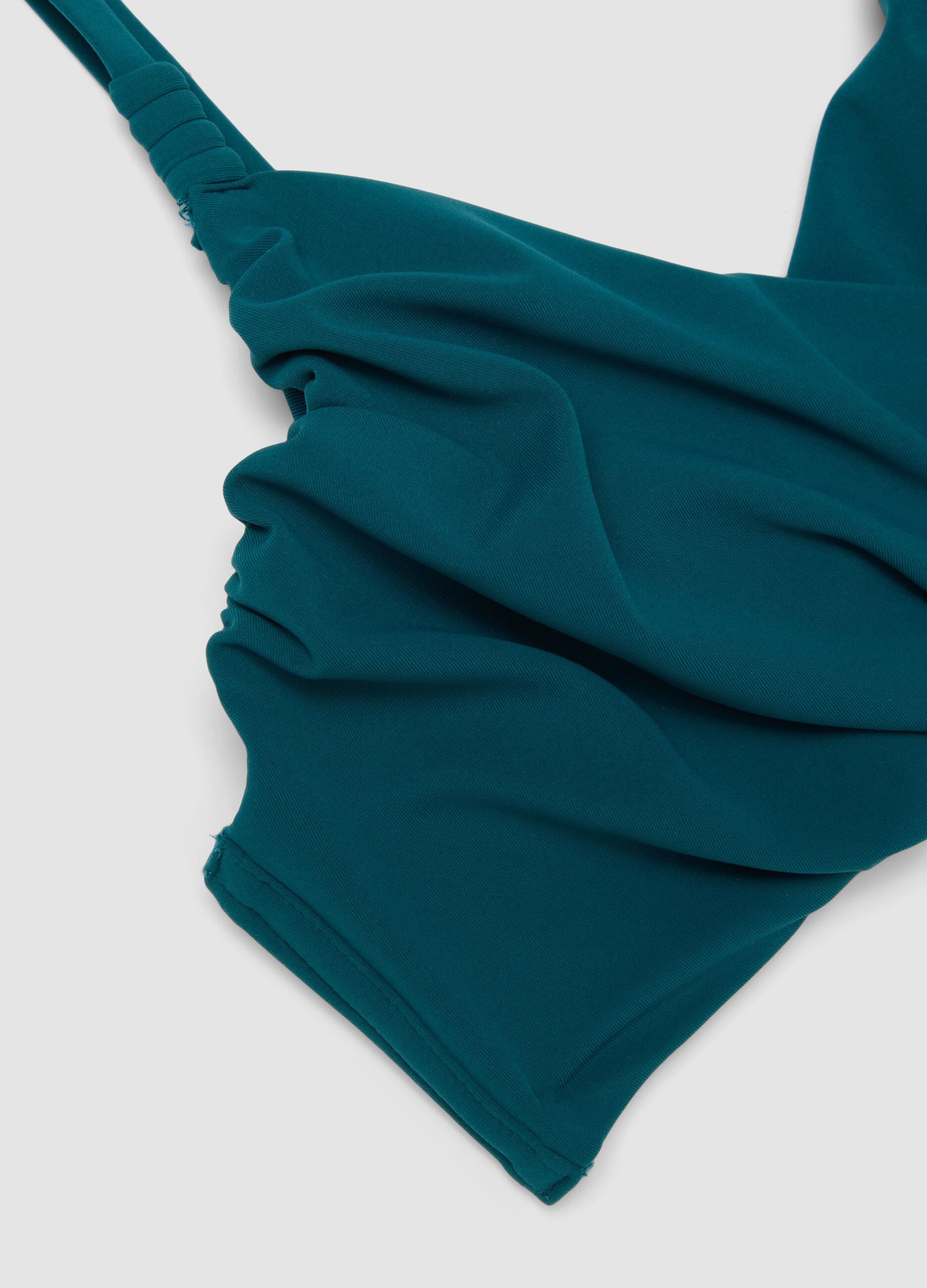 Green shaping bikini top in stretch fabric