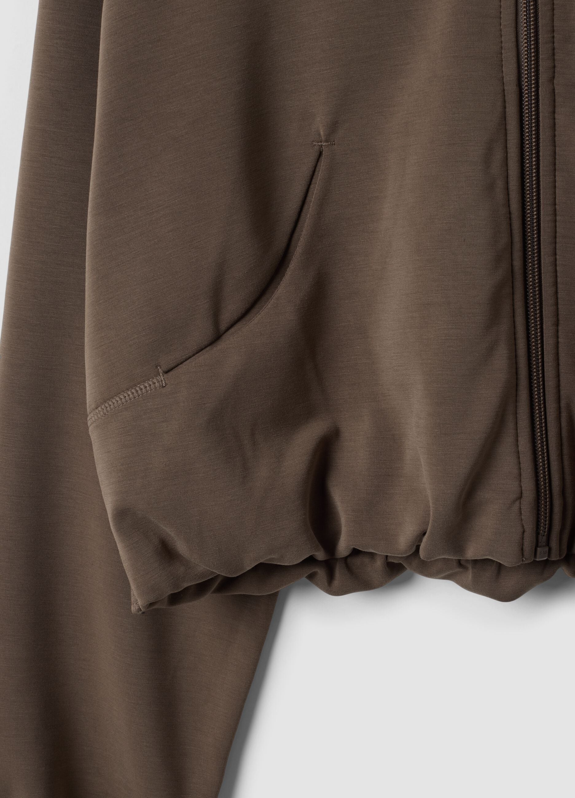 Green cropped soft-touch full-zip with stand-up collar ALTAVIA STUDIO