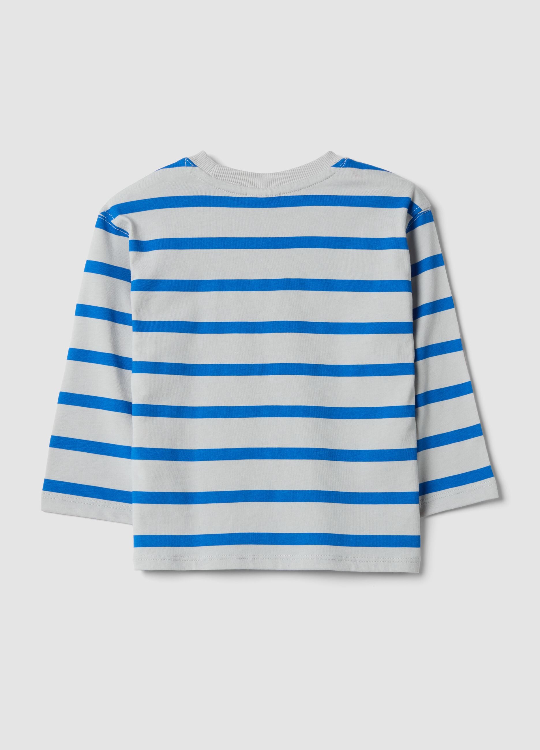 Oversized Multicolour Striped Organic Cotton T-Shirt for Baby Boy