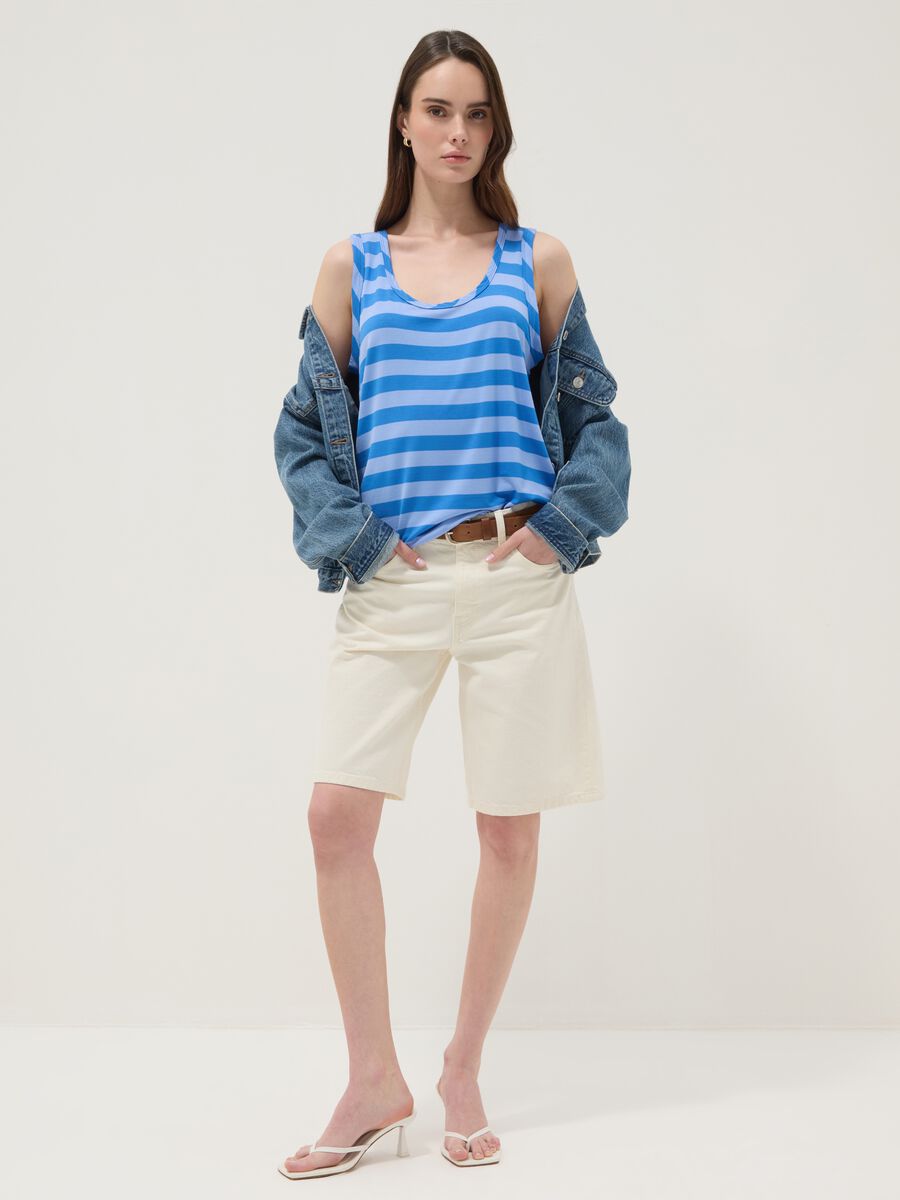 Blue striped stretch viscose tank top_2