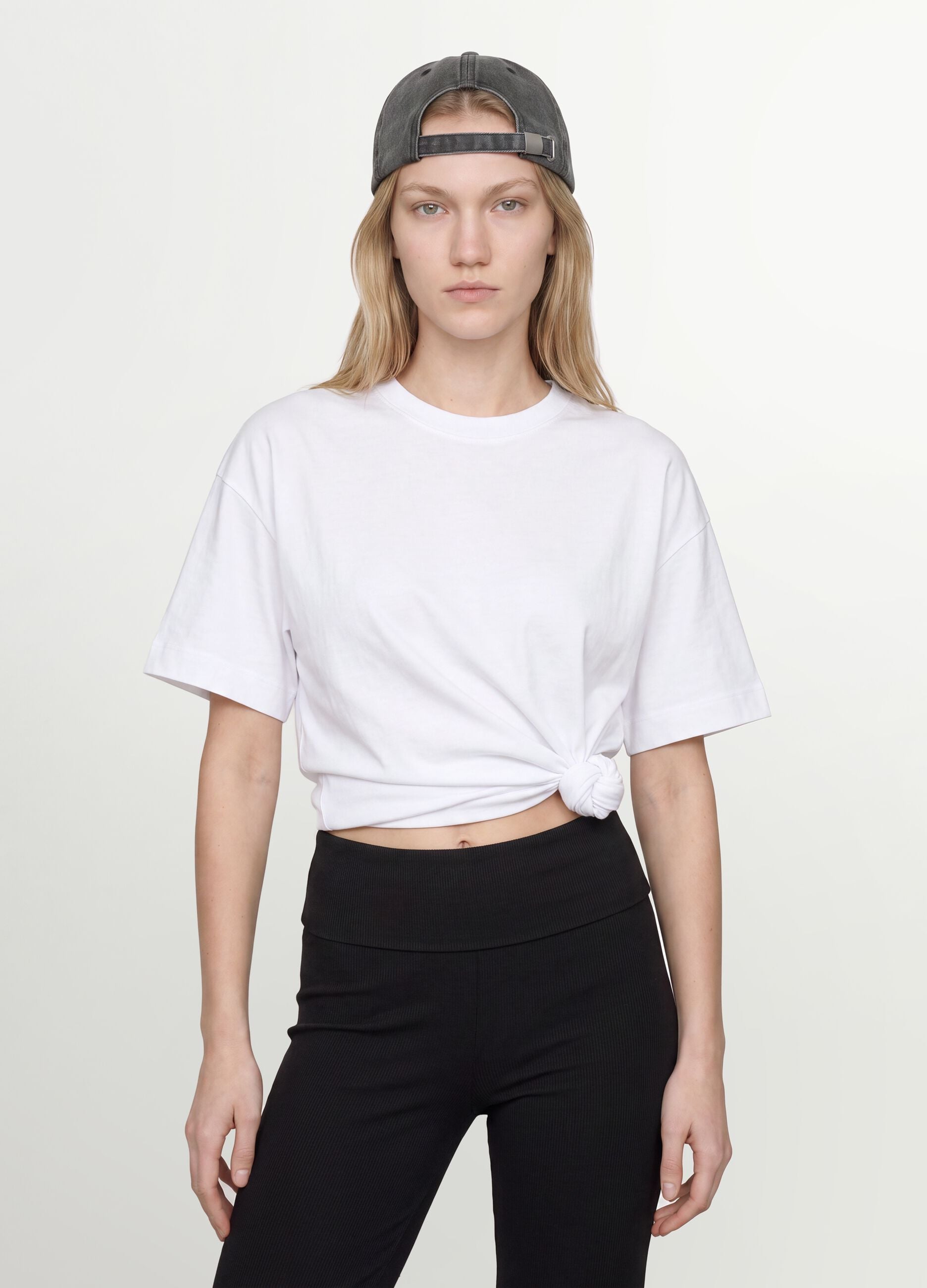 T-shirt over fit bianca in puro cotone a maniche corte