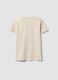 Beige pure cotton crew-neck T-shirt with floral print, regular fit_6