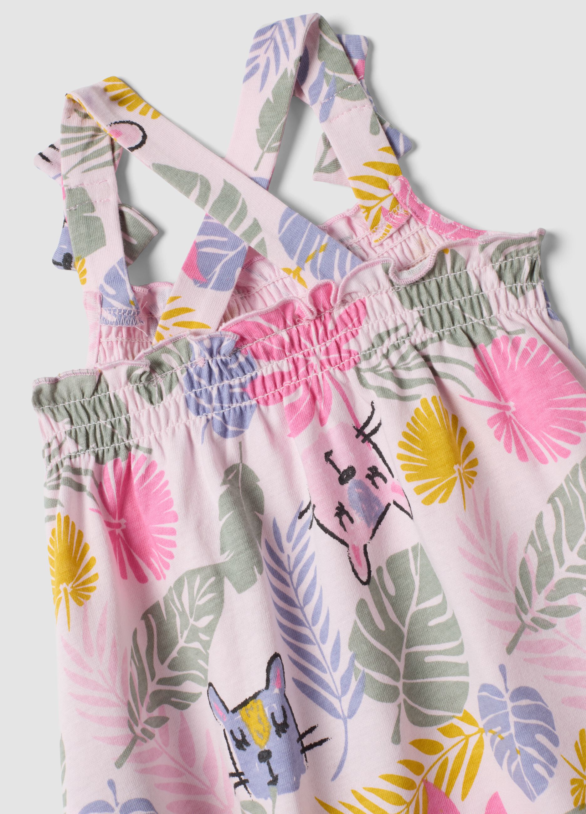 Pink pure cotton floral dress for baby girl