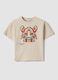 Beige short-sleeve pure cotton T-shirt for baby boy, oversized fit_0