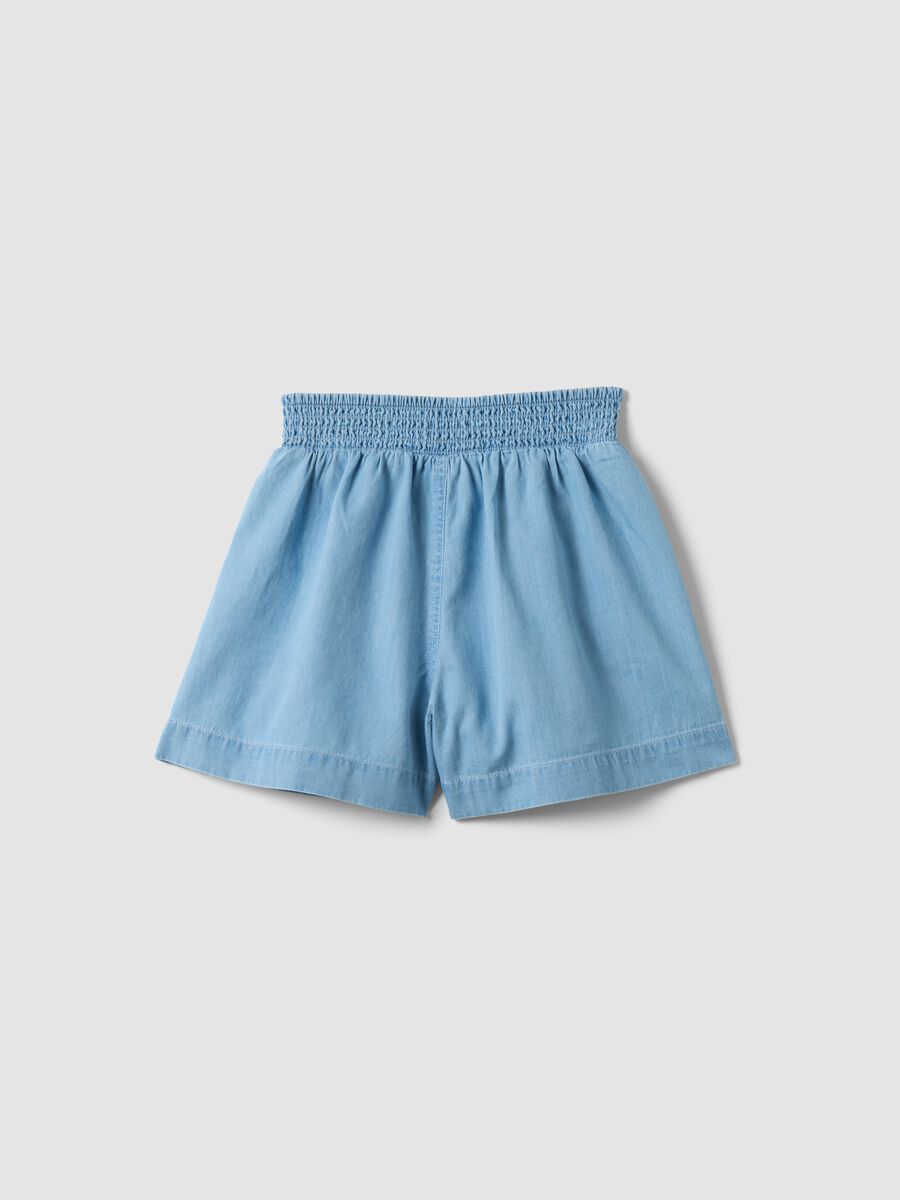 Light blue pure cotton denim shorts for girls, regular fit_4