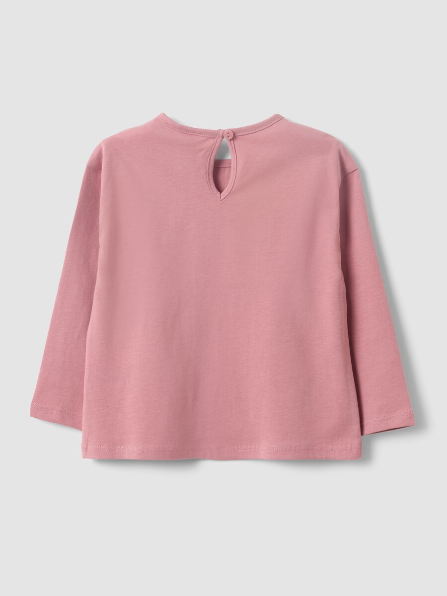 Pink organic cotton long-sleeve printed T-shirt for baby girls_1