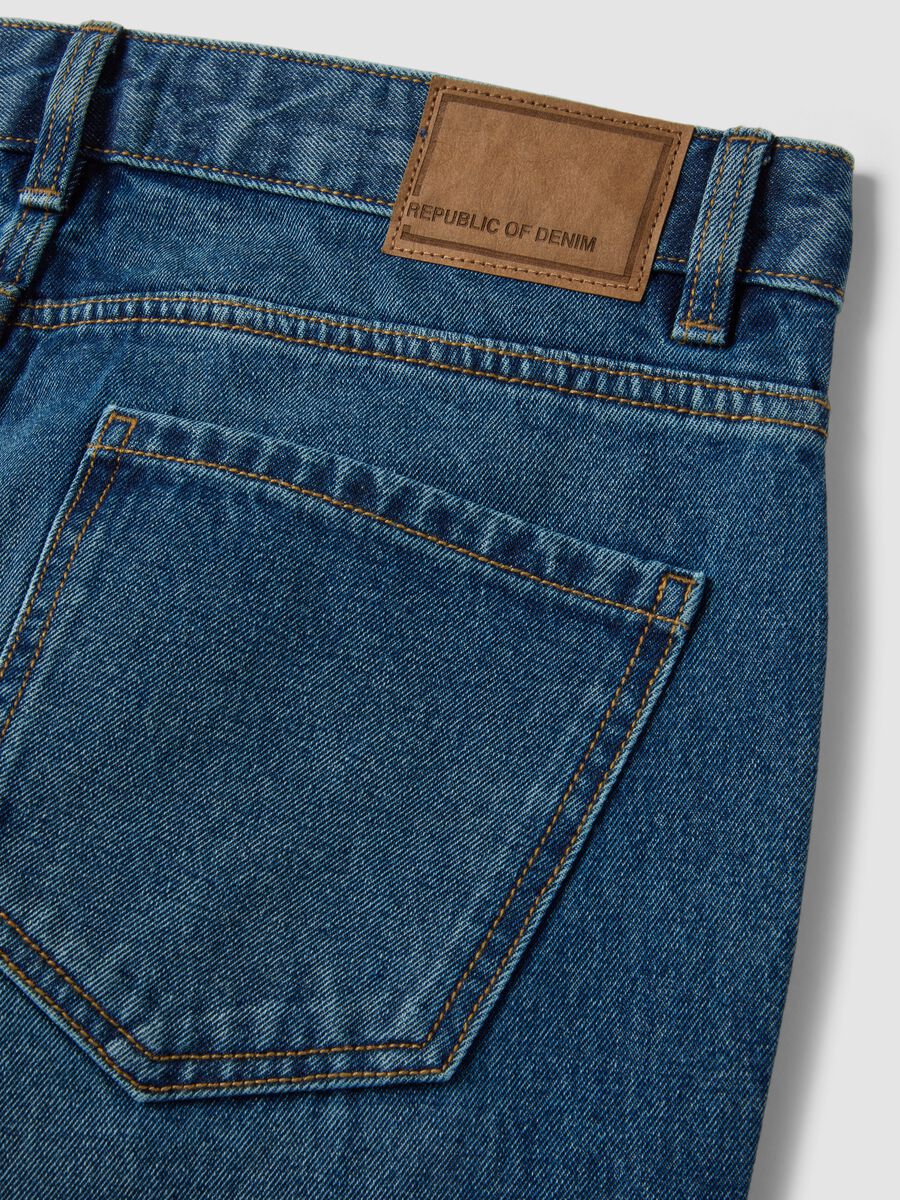 Blue denim jeans in pure cotton, regular fit_1
