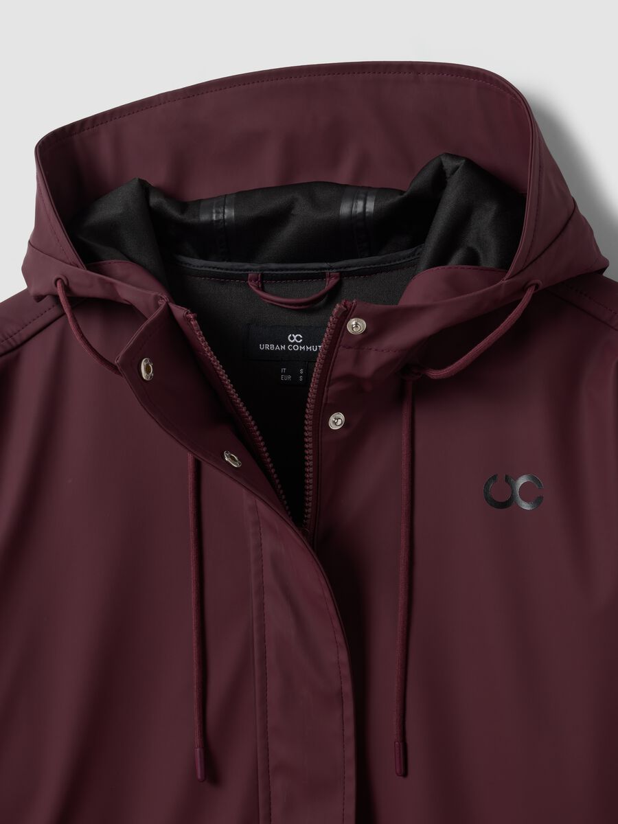 Red rain jacket with zip and hood_5