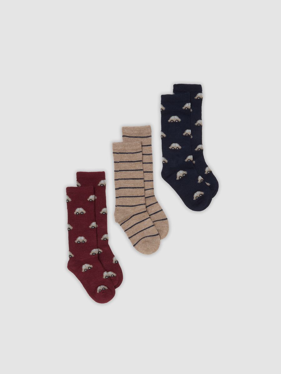 3-Pack of Multicolour Long Socks in Stretch Fabric_0