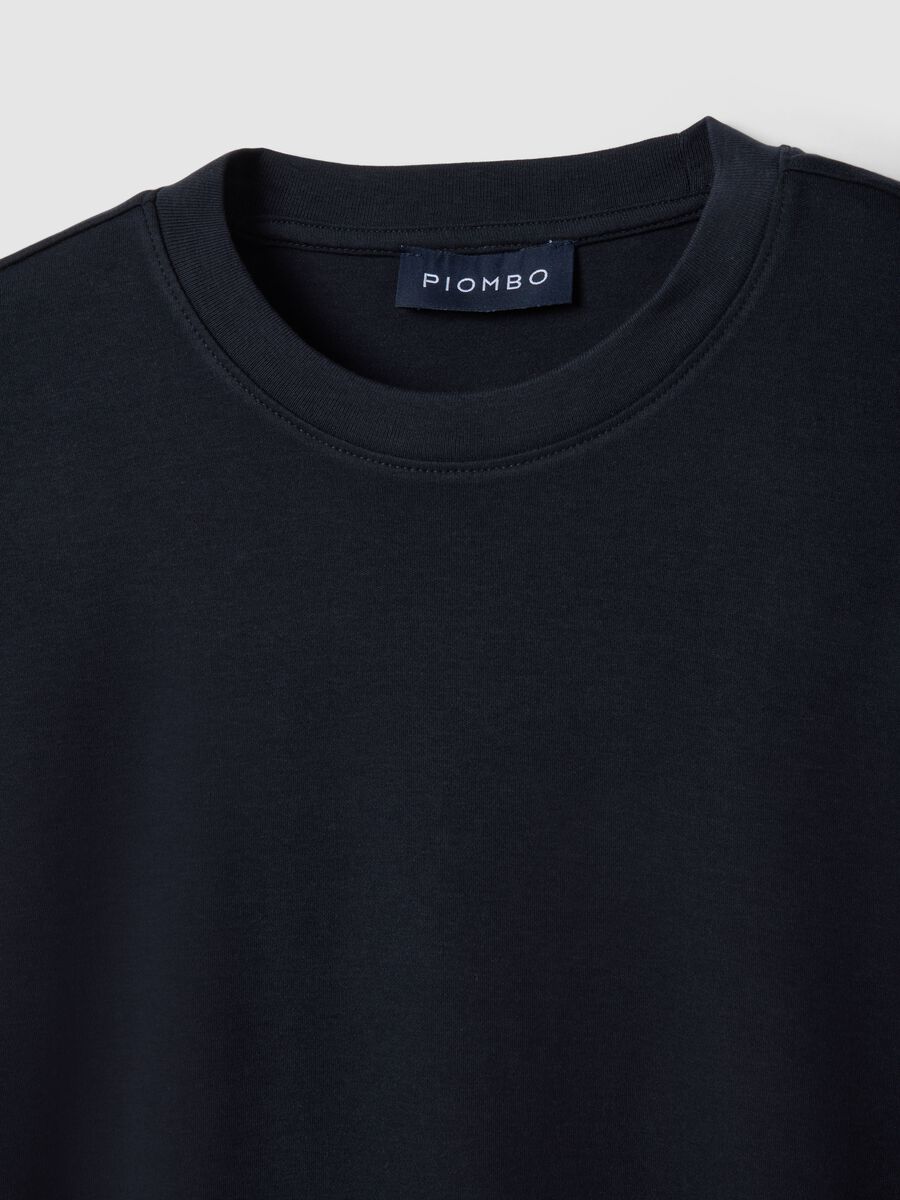 T-shirt girocollo in puro cotone nera regular fit_5