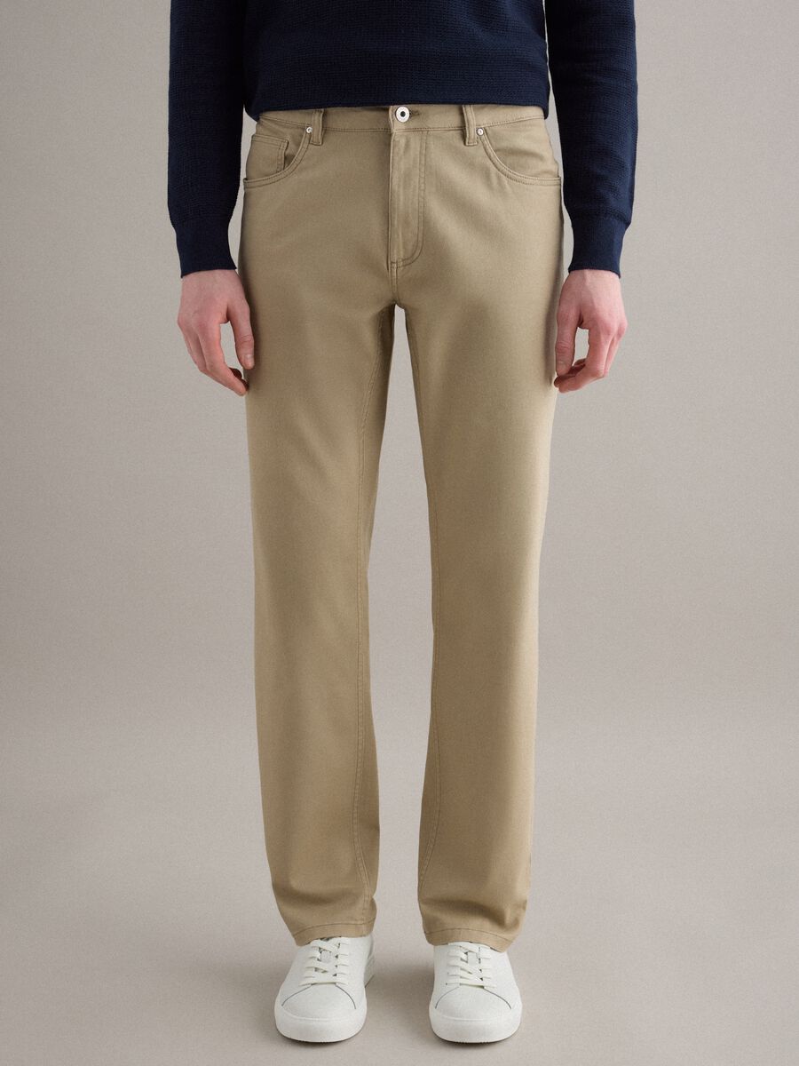 Black Regular Fit Stretch Twill Trousers_2