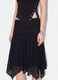 Black stretch-fabric skirt with asymmetric lace hem_3