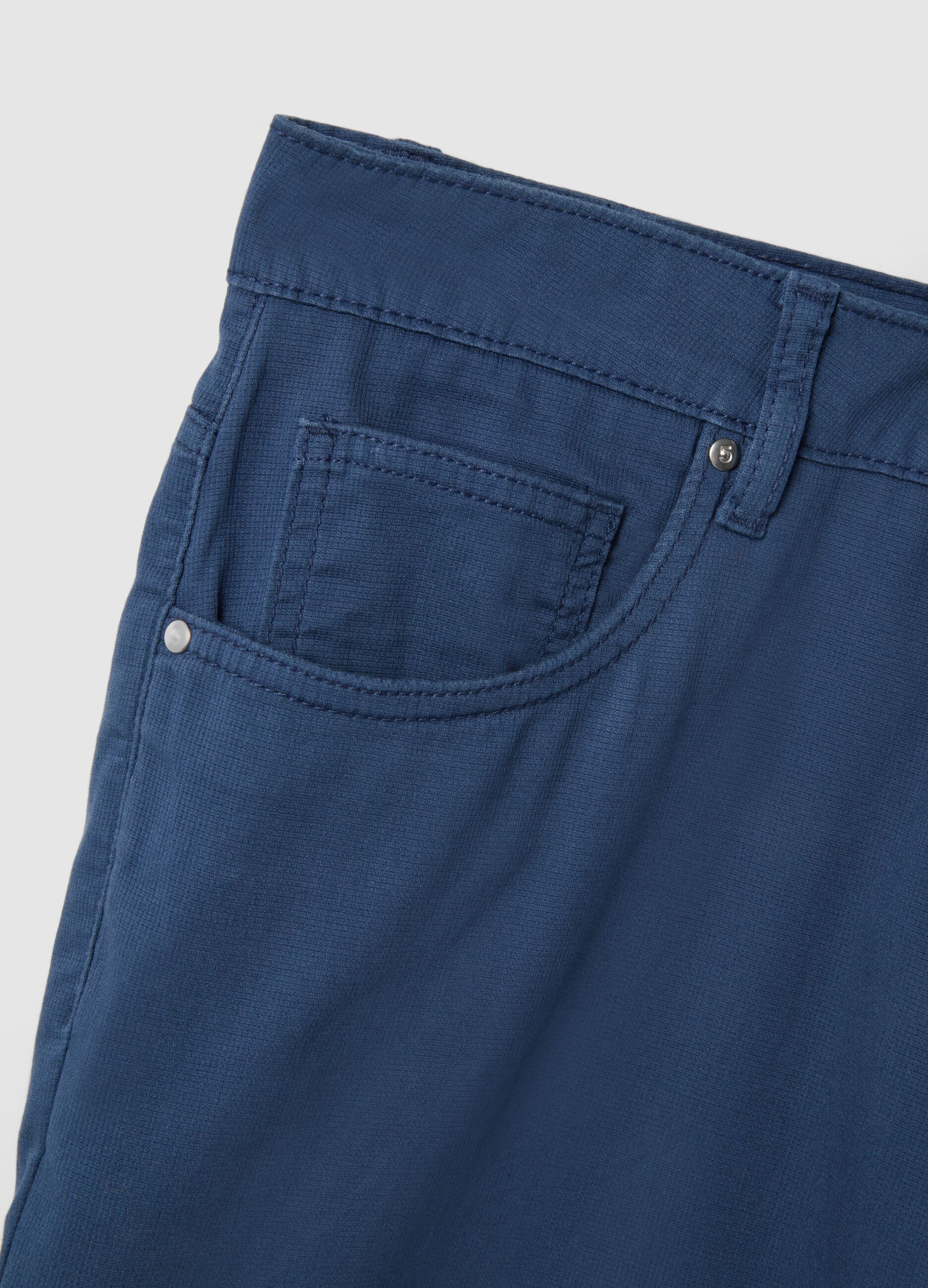 Blue stretch cotton regular fit trousers
