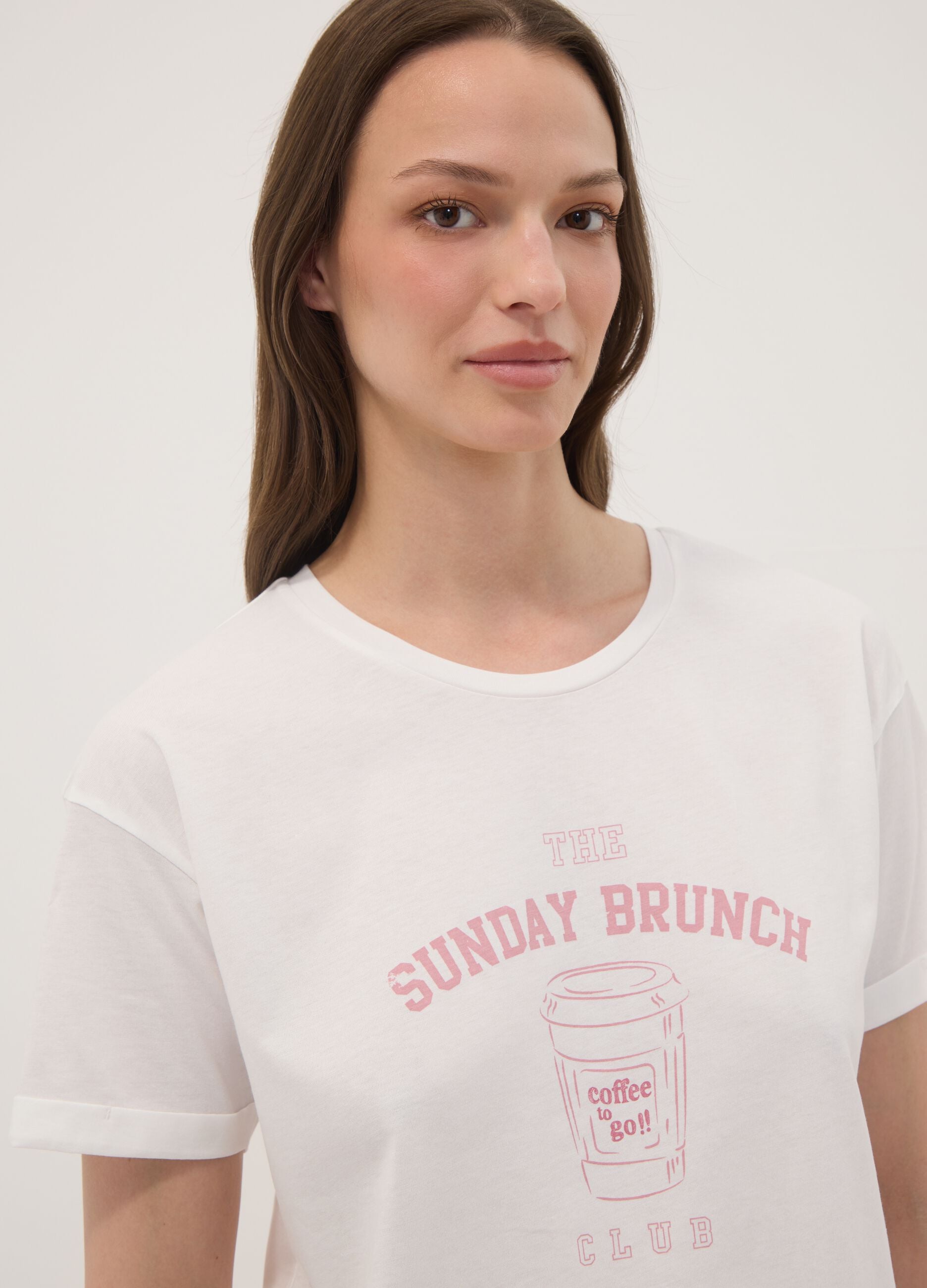 White organic cotton pyjama T-shirt with front slogan