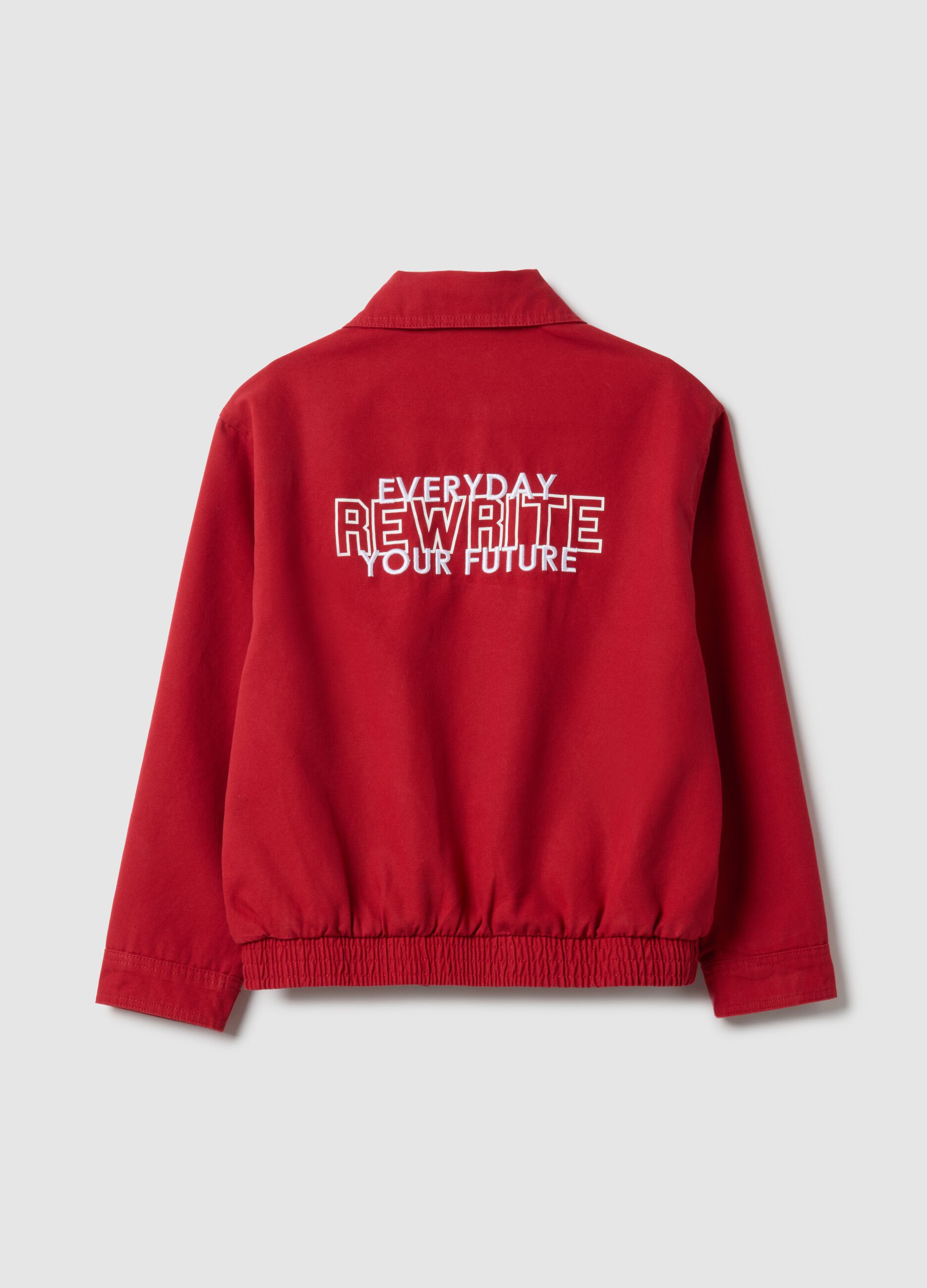 Red pure cotton jacket regular fit for boys