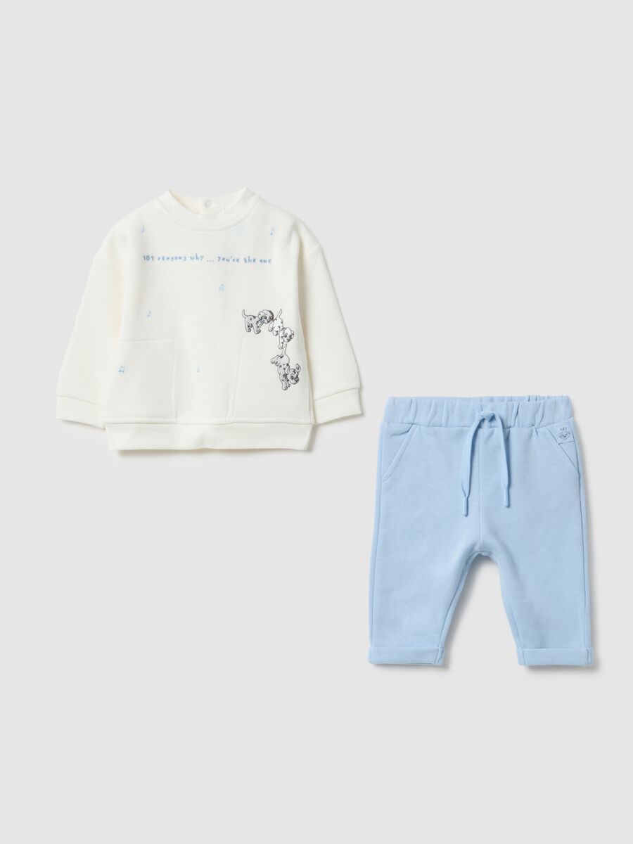 Multicoloured baby cotton tracksuit set with print_0