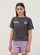 Grey pure cotton oversized fit girl&rsquo;s t-shirt with Stitch_0
