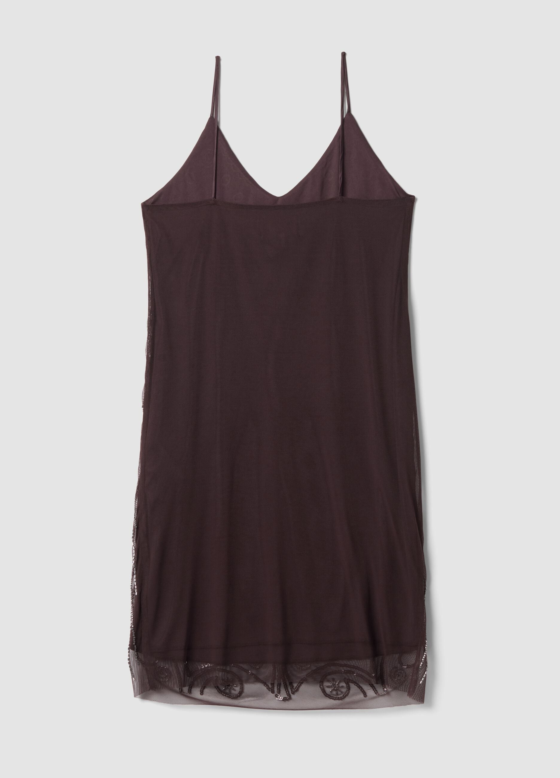 Brown fitted stretch dress with sequins