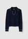 Blue regular fit shirt with polo collar and contrast details_4