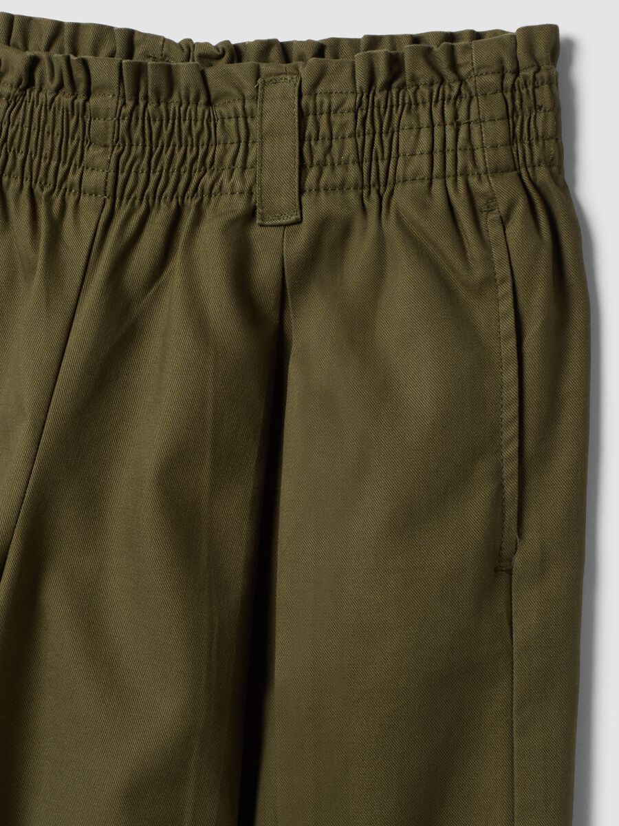 Green wide-leg jogger trousers in cotton and lyocell blend for girls_1