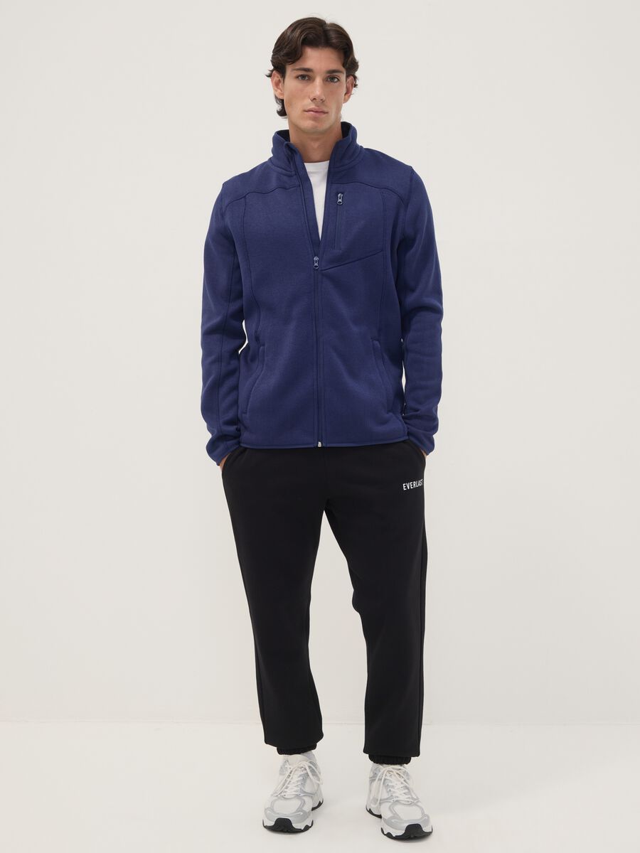 Blue full-zip sweatshirt with high neck and logo_1