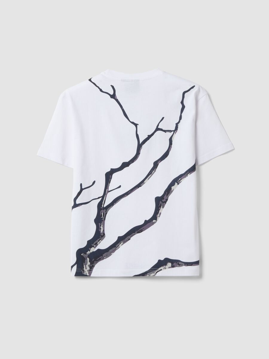 T-shirt bianca in puro cotone con scritta Nature per ragazzo_2