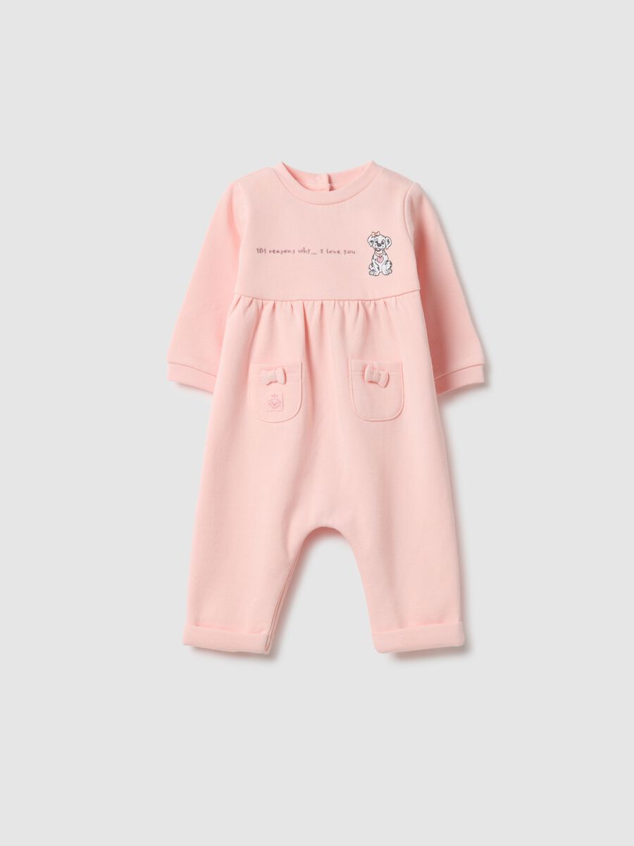 Tutina rosa da neonata in puro cotone con dettagli ricamati_0