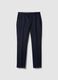 Blue Stretch Cotton Regular Fit Trousers_4