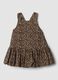 Brown pure cotton dress with animal print, oversized fit_0