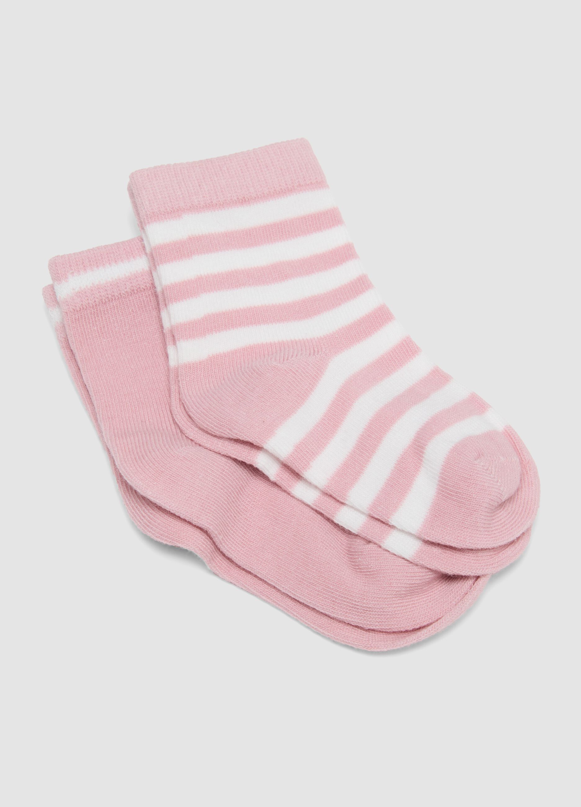 3-pack of pink striped stretch organic cotton socks
