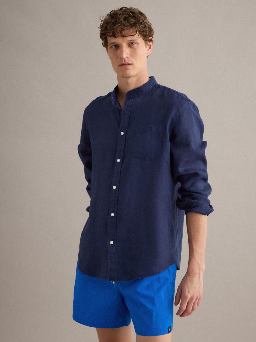 Boxer da mare blu con vita elasticizzata e coulisse_1