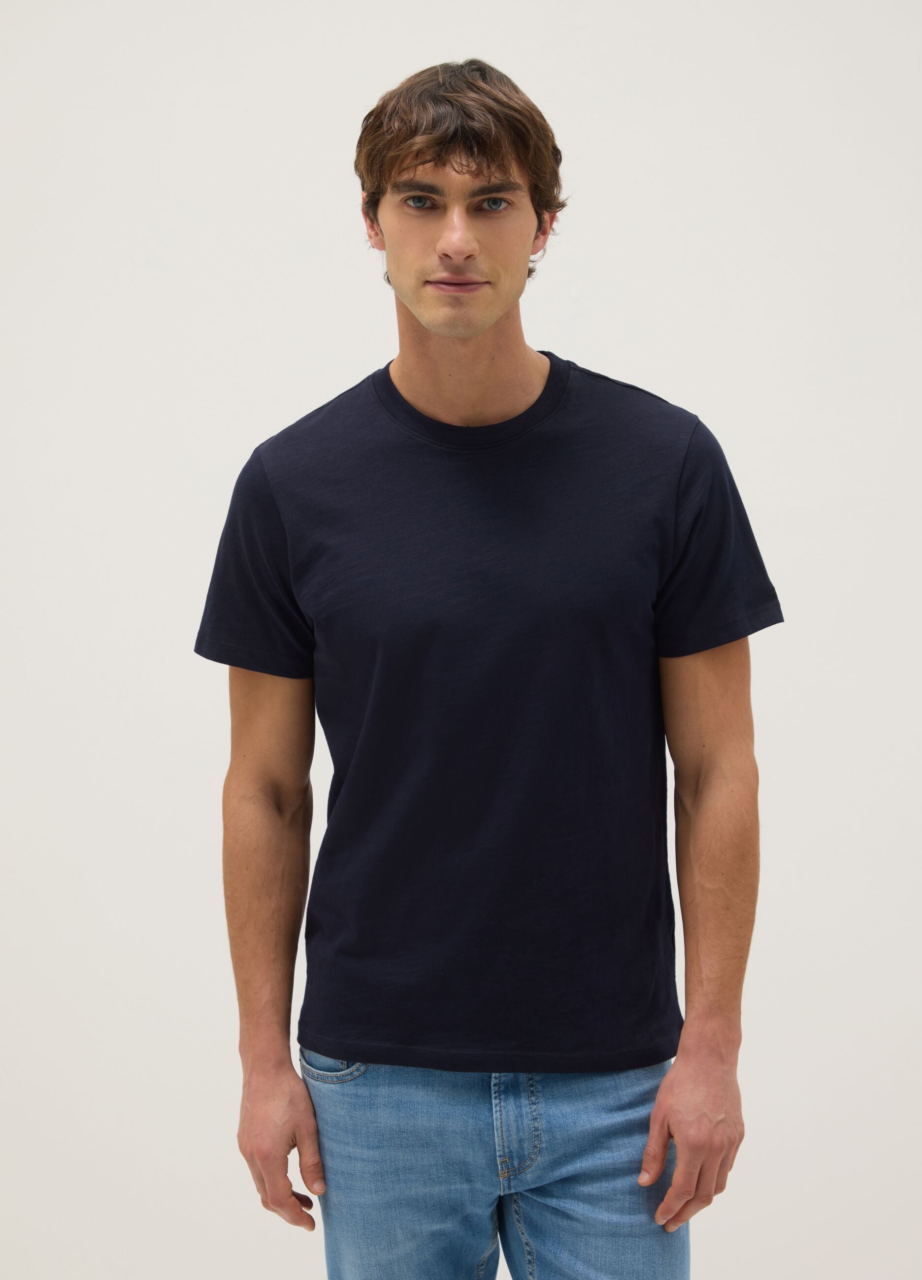 Regular Fit Blue Pure Cotton T-Shirt