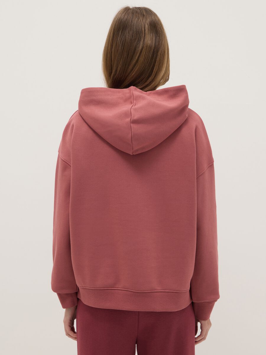 Felpa in misto cotone rosa scuro regular fit con cappuccio_2