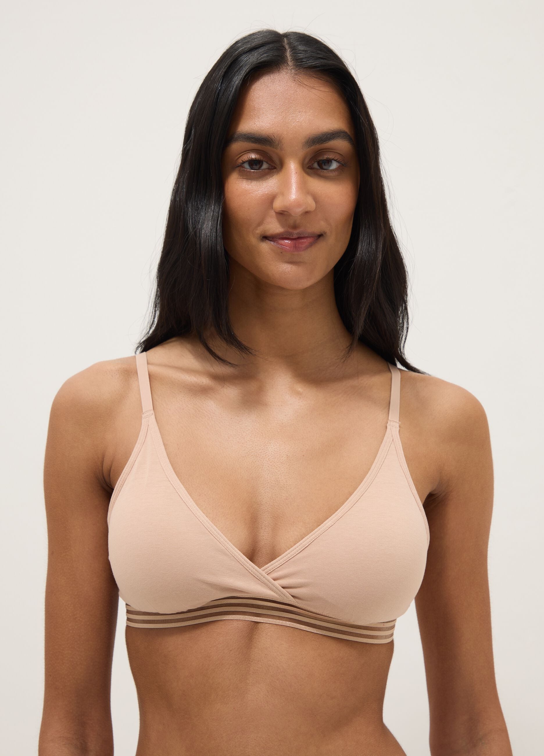 Beige Stretch Organic Cotton Triangle Bra