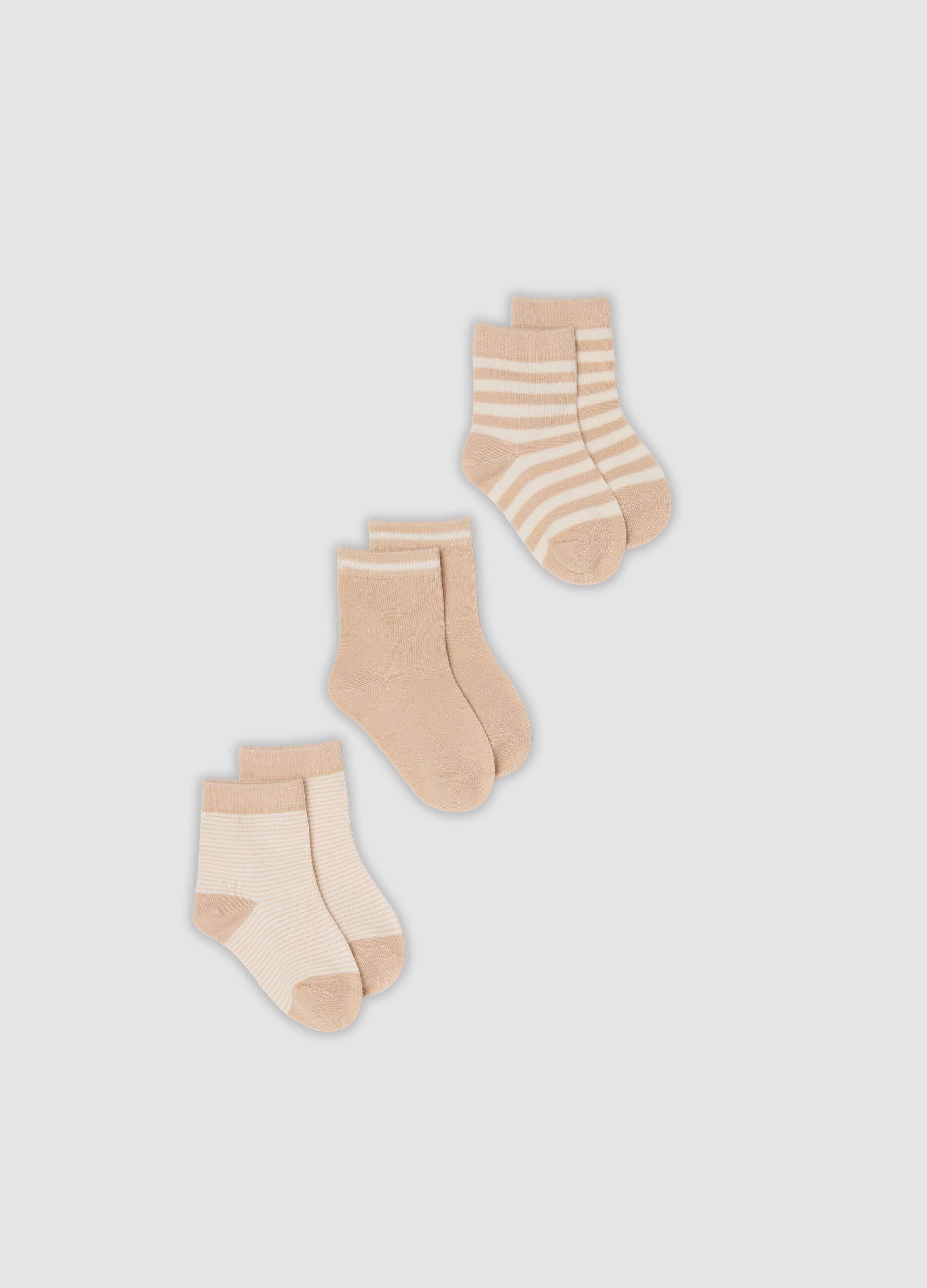 3-pack of beige socks in organic stretch cotton