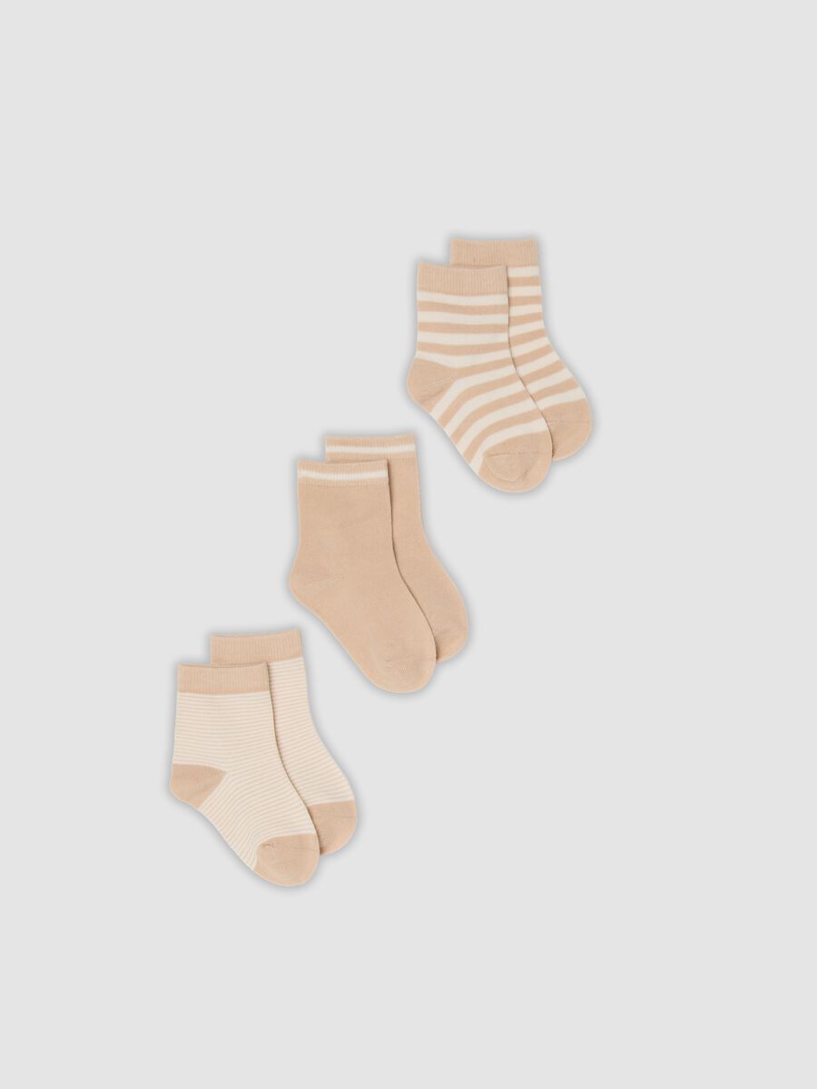 3-pack of beige socks in organic stretch cotton_0