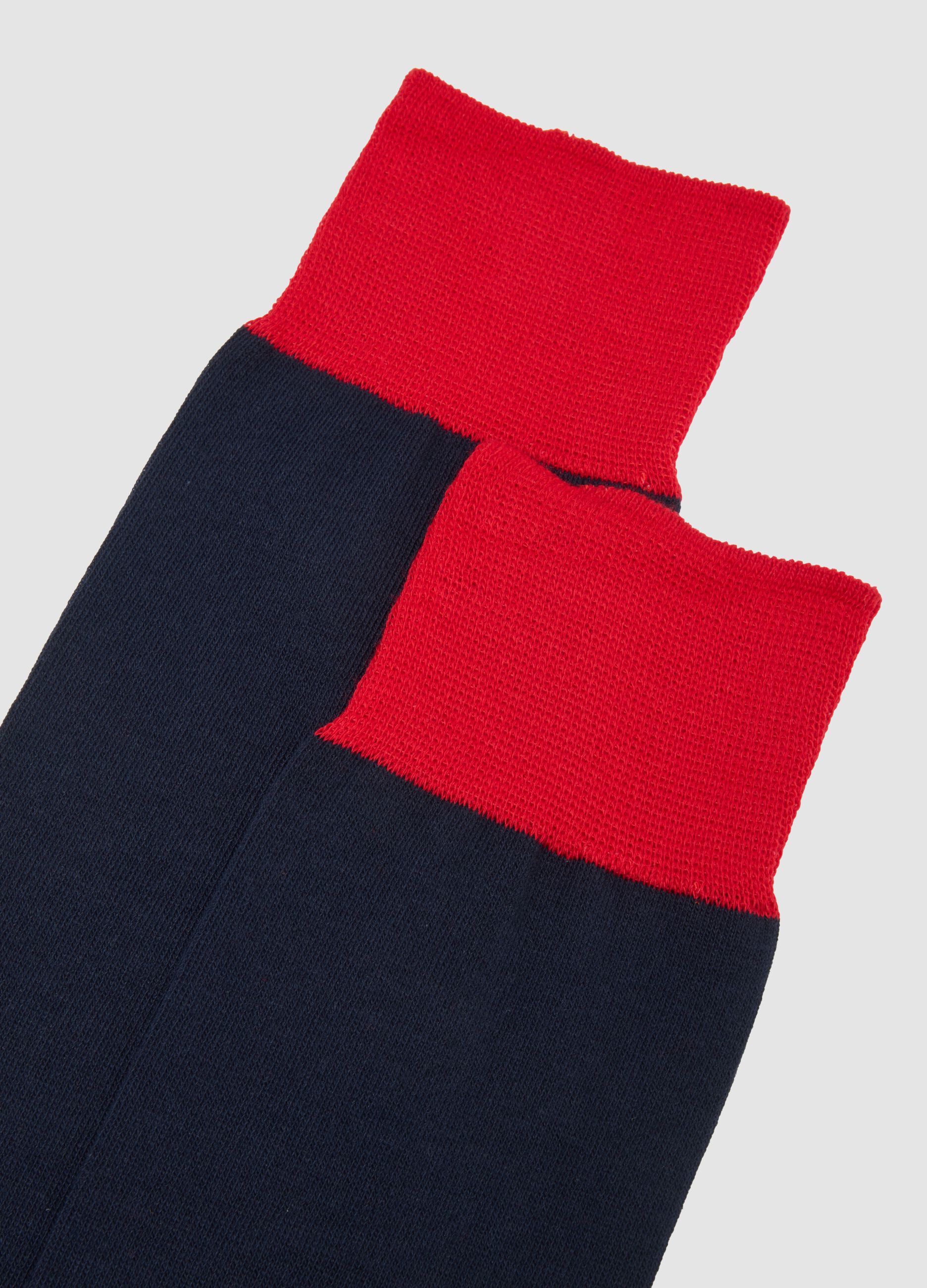 Multicolour elasticated cotton blend knee-high socks twin pack